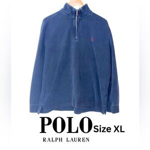 EUC Vintage Y2K Polo by Ralph Lauren Men's Navy Sweatshirt - Size XL